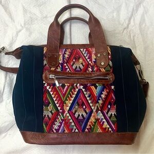 Boho woven leather purse